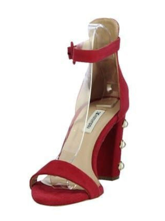 Leather Women's Sandals with Ankle Strap Fuchsia