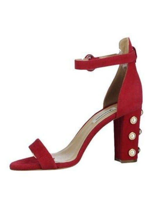 Leather Women's Sandals with Ankle Strap Fuchsia