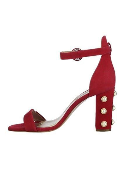 Leather Women's Sandals with Ankle Strap Fuchsia