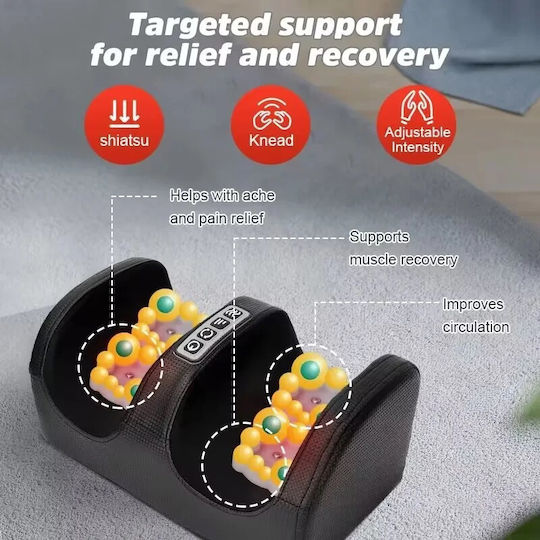 Health Electric Foot Massager Massage Device Shiatsu for the Legs with Infrared Heat Black