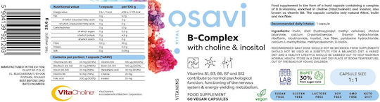 Osavi B-Complex Vitamin für Energie, Stärkung des Immunsystems & das Nervensystem 60 veg. Kappen