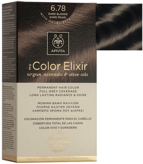 Apivita My Color Elixir Βαφή Μαλλιών Χωρίς Αμμωνία 6.78 Ξανθό Σκούρο Μπεζ Περλέ 50ml