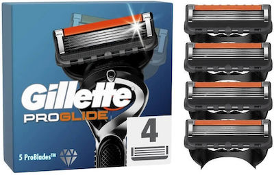 Gillette Fusion Proglide Replacement Heads with 5 Blades & Lubricating Tape 4pcs
