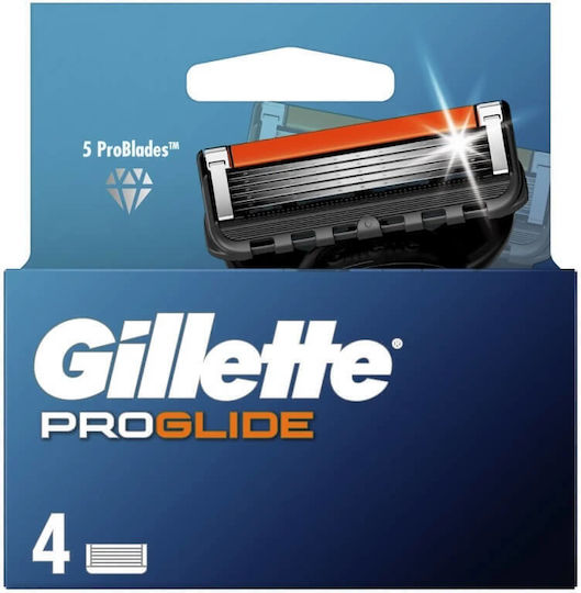 Gillette Fusion Proglide Резервни глави с 5 остриета и лубрикантна лента за чувствителна кожа 4бр