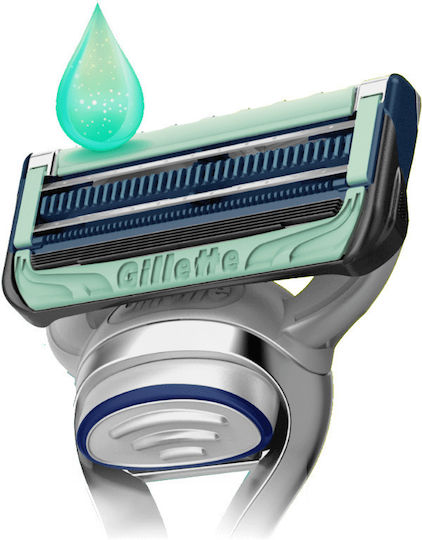 Gillette Skinguard Sensitive Razor cu Capete de schimb 3 lame și bandă lubrifiantă pentru piele sensibilă 2buc