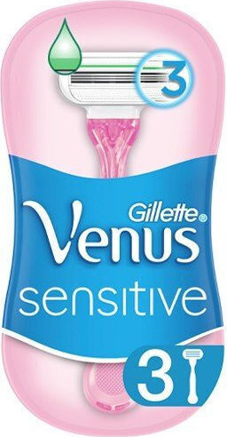 Venus Sensitive Ξυραφάκια Σώματος μιας Χρήσης με 3 Λεπίδες & Λιπαντική Ταινία για Ευαίσθητες Επιδερμίδες 3τμχ