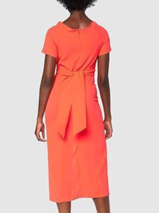 Armani Exchange Midi Dress with Slit Orange