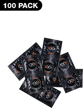 EXS Condoms Black Latex 100pcs 54mm Thin for Natural Feeling Natural