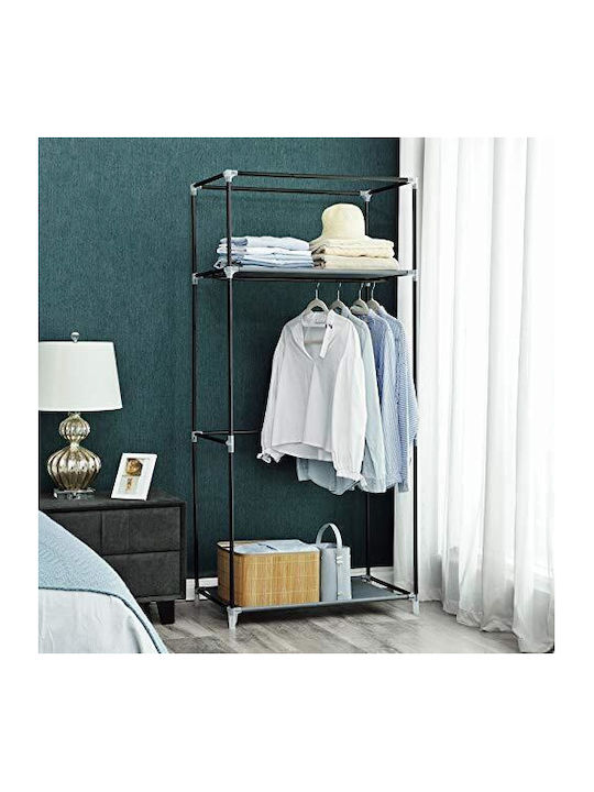 Songmics Fabric Wardrobe with Zipper and Shelves in Gray Color 75x45x160cm