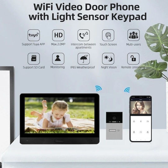 Joytimer Wireless Video Intercom Set Wi-Fi Black