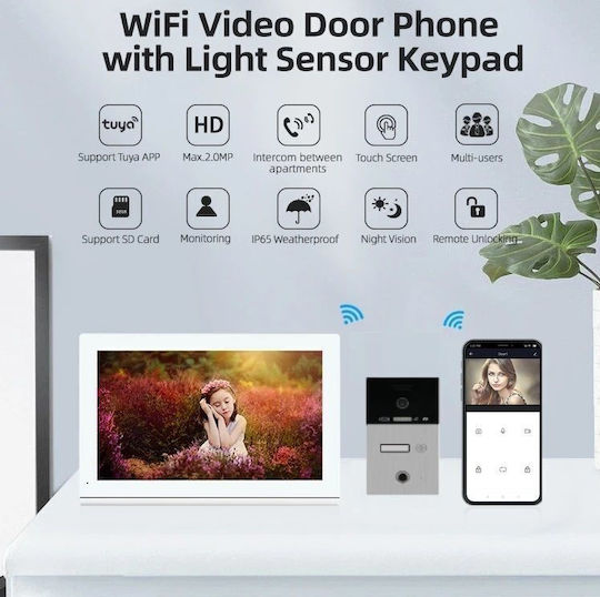 Joytimer Wireless Video Intercom Set Wi-Fi White