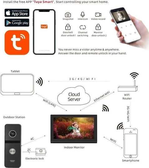 Joytimer Wireless Video Intercom Set Black