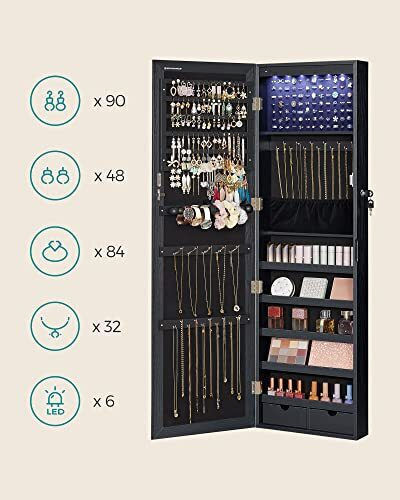 Songmics Oglindă De Podea Cu Cadru Din Lemn Negru 120x37cm