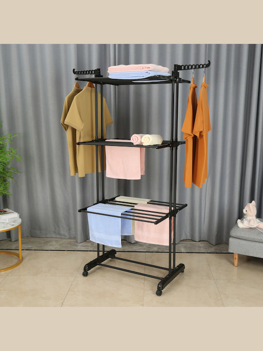 Herzberg Stainless Steel Folding Floor Clothes Drying Rack 126x64cm