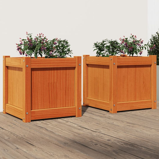 vidaXL Set 2 Planters Wooden Brown