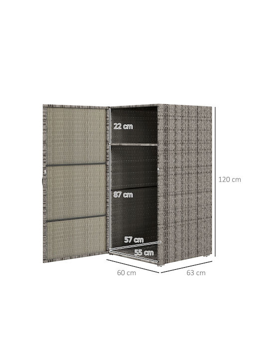 Μονόφυλλη Ντουλάπα Μεταλλική με 1 Ράφι 60x63x120εκ.