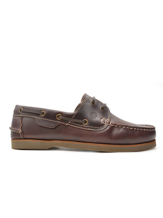 Hawkins Premium Δερμάτινα Ανδρικά Boat Shoes σε Καφέ Χρώμα