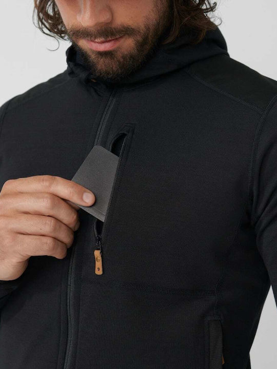 Keb Ανδρική Ζακέτα Fleece με Κουκούλα Black