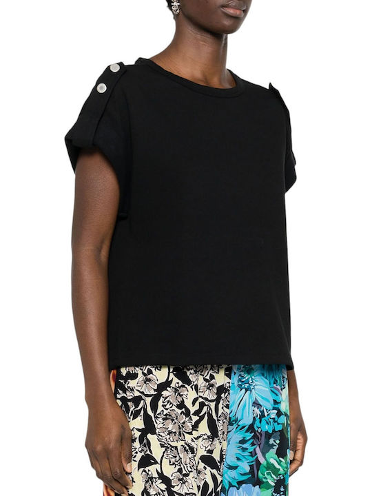 DKNY Women's Blouse Cotton Short Sleeve Black