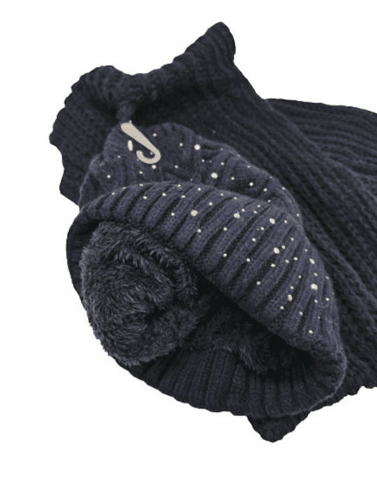 Romvous Set with Beanie Knitted in Blue color