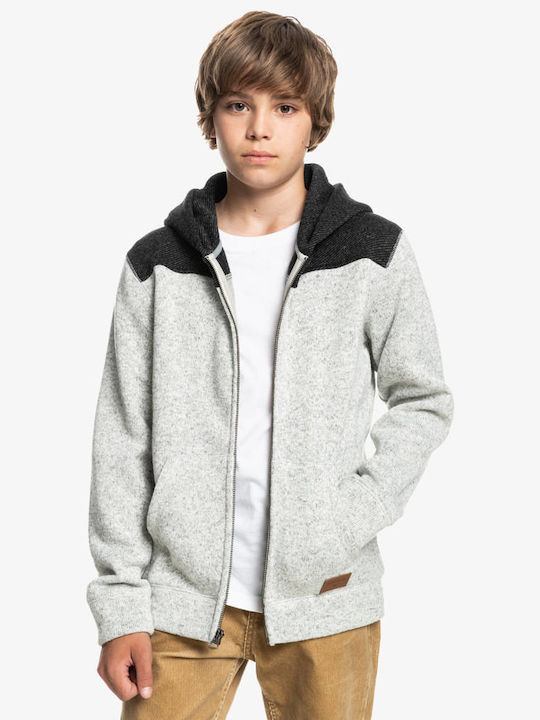 Quiksilver Cardigan pentru copii din material frotirat Fleece cu glugă Gri