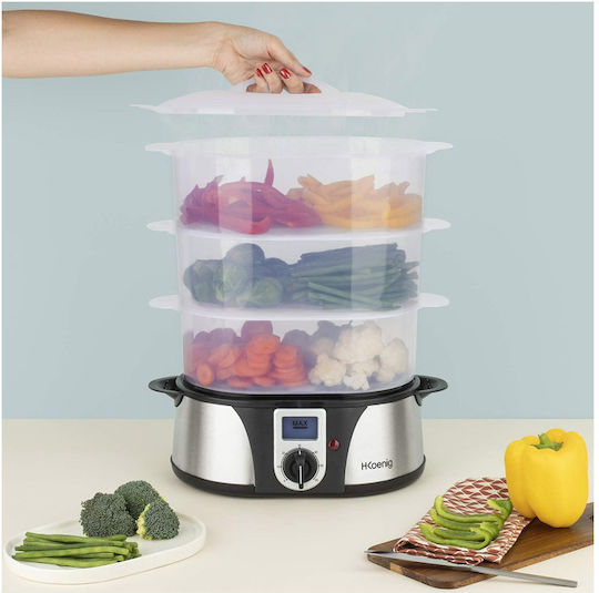 HKoenig Food Steamer with 3 Steaming Decks 12lt