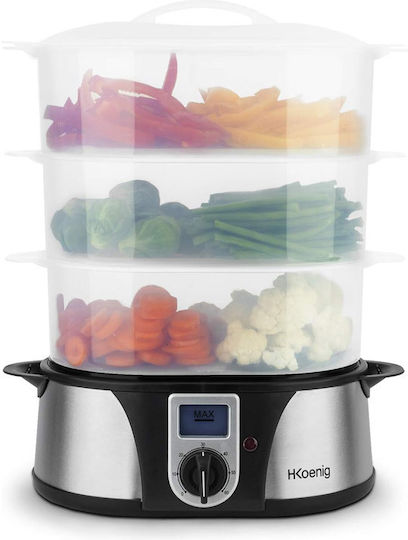 HKoenig Food Steamer with 3 Steaming Decks 12lt