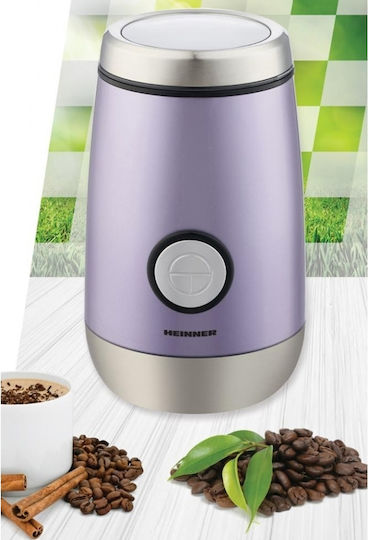 Heinner Electric Coffee Grinder 150W for 50gr Beans Purple