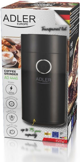 Adler Elektrischer Kaffeemühle 150W mit einer Kapazität von 75gr Schwarz