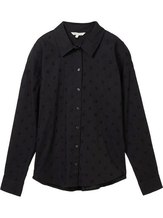 Dot Structure Women's Polka Dot Long Sleeve Shirt Black (34035/black Dot Structure)