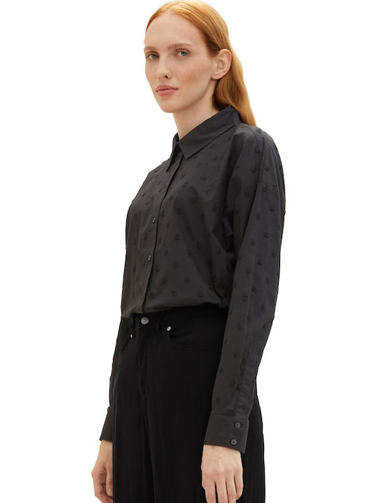 Dot Structure Women's Polka Dot Long Sleeve Shirt Black (34035/black Dot Structure)