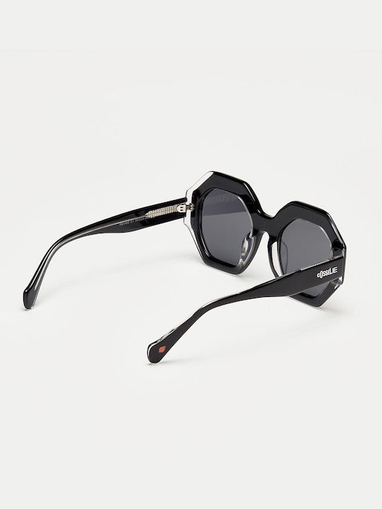 Cosselie Cosselie Women's Sunglasses with Black Horn-Rimmed Frame and Gray Lenses