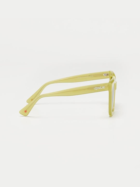 Cosselie Joliet Women's Sunglasses with Yellow Horn-Rimmed Frame and Gray Lenses
