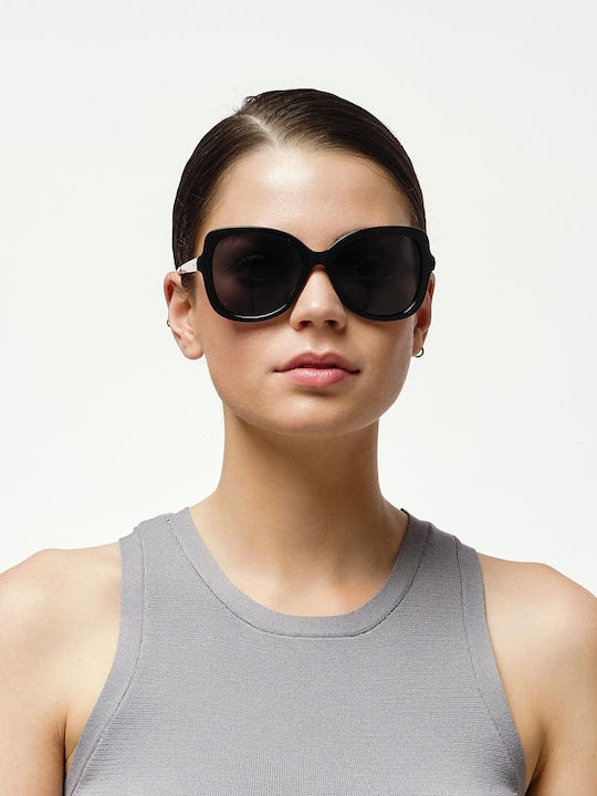 Cosselie Vernon Women's Sunglasses with Black Horn-Rimmed Frame and Gray Lenses