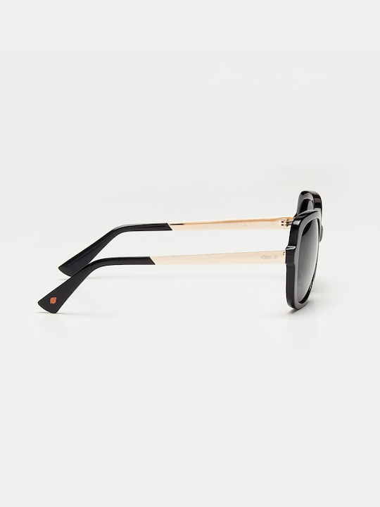 Cosselie Vernon Women's Sunglasses with Black Horn-Rimmed Frame and Gray Lenses