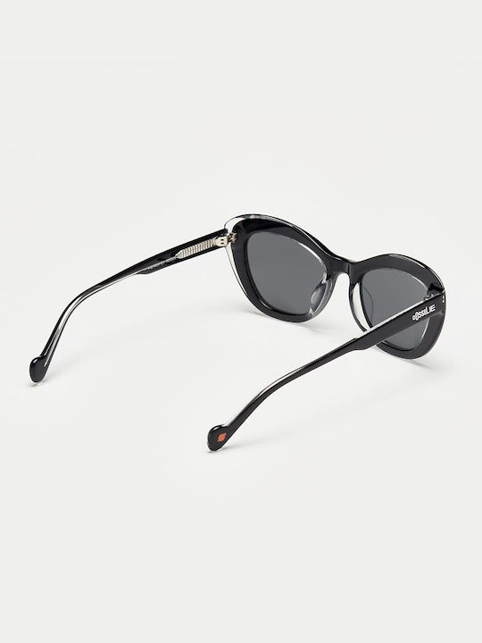 Cosselie Sitka Women's Sunglasses with Black Horn-Rimmed Frame and Black Lenses