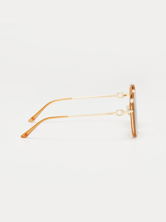 Cosselie Liege Unisex Sunglasses with Rose Gold Frame and Brown Lenses