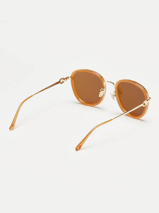 Cosselie Liege Unisex Sunglasses with Rose Gold Frame and Brown Lenses