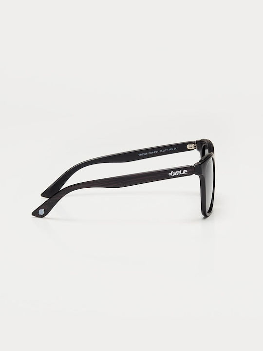 Cosselie Bondi Unisex Sunglasses with Black Horn-Rimmed Frame and Black Lenses