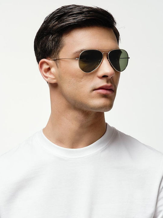 Cosselie Canberra Unisex Sunglasses with Gold Metallic Frame and Green Lens