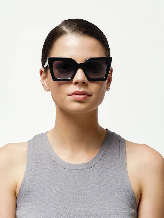 Cosselie Austin Women's Sunglasses with Black Horn-Rimmed Frame and Gray Gradient Lenses