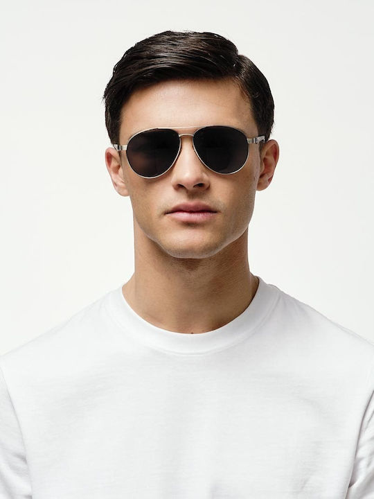 Cosselie Andria Unisex Sunglasses with Gold Metallic Frame and Gray Lenses