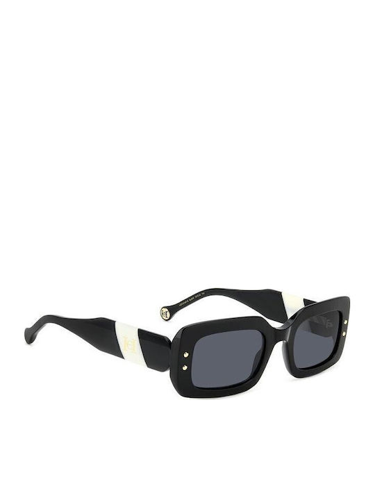 Carolina Herrera Woman Sunglasses with Black Horn-Rimmed Frame and Grey Lens HER 0187/S 80S/IR