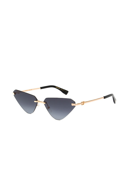 Dsquared2 Femei Ochelari de soare cu Aur Din metal Rame și Gri Ochelari de soare Lentilă D2 0108/S RHL/9O