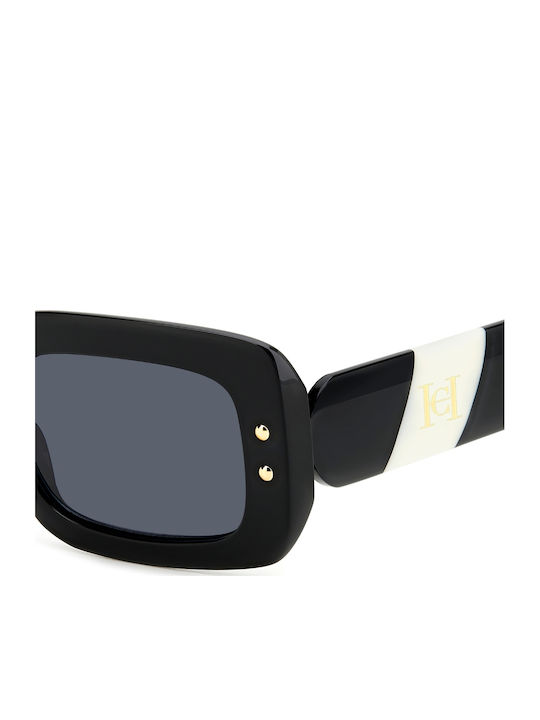 Carolina Herrera Woman Sunglasses with Black Horn-Rimmed Frame and Grey Lens HER 0187/S 80S/IR