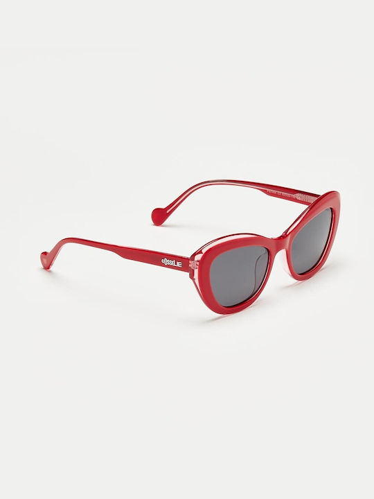 Cosselie Women's Sunglasses with Red Plastic Frame and Gray Lens 1802202452