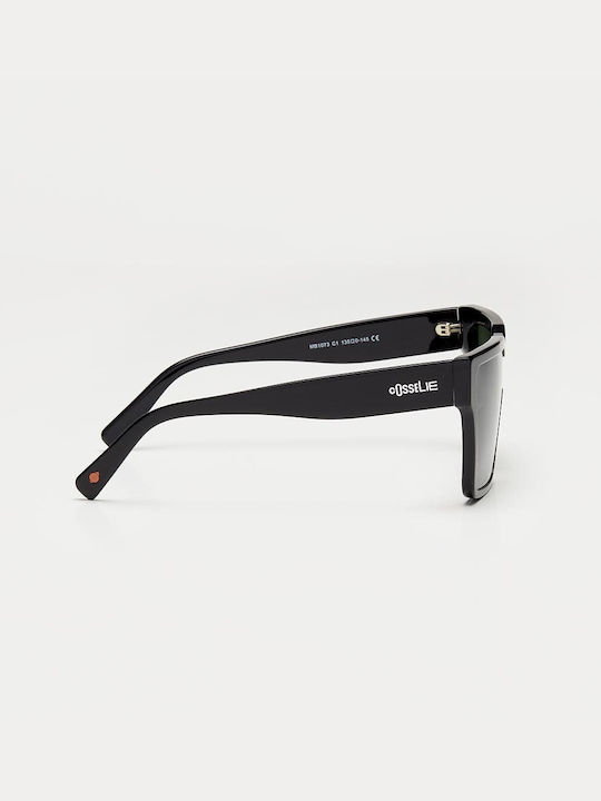 Cosselie Stanford Unisex Sunglasses with Black Horn-Rimmed Frame and Green Lens 1802202409