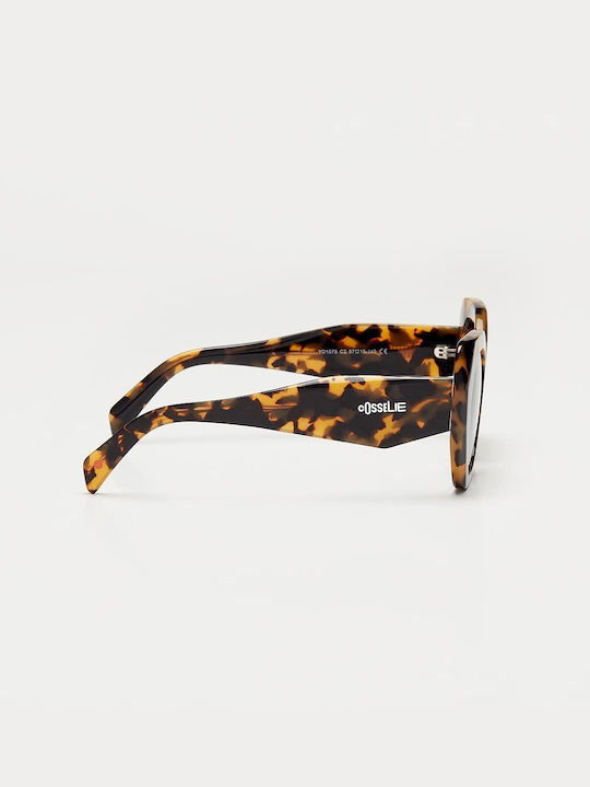 Cosselie Dallas Women's Sunglasses with Brown Tartaruga Horn-Rimmed Frame and Gray Gradient Lenses