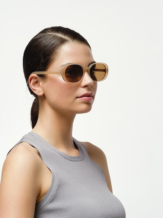 Cosselie Dorothea Women's Sunglasses with Beige Horn-Rimmed Frame and Beige Lenses