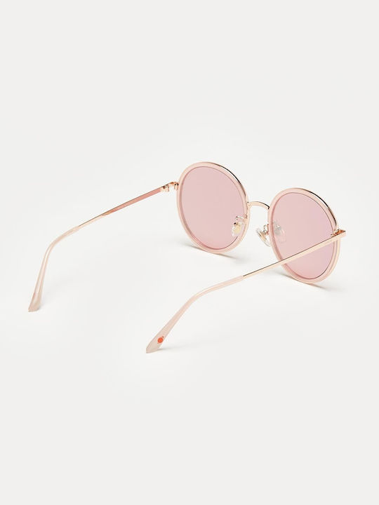 Cosselie Ghent Women's Sunglasses with Rose Gold Metallic Frame and Pink Lens